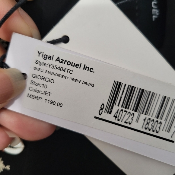 Yigal Azrouel Black Shell Embroidery Crepe Giorgio Dress NWT - Picture 9 of 12